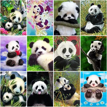 DIY Panda 5D Dimanta Glezna Krustdūrienā Pilna Kārtas Urbt Dzīvnieku Karikatūra Mozaīkas Izšuvumi Rhinestone Sienas Mākslas Mājas Dekoru