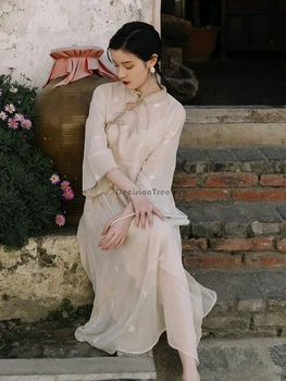 2022 sexy ķīniešu kleitas qipao austrumu stila kleitas satīna ķīniešu stilā cheongsam austrumu zīda kleitu elegants puse kleita