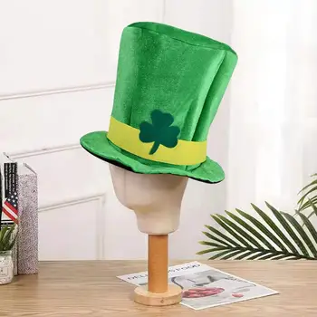 Īrijas Festivāls Cepuri Kontrasta Krāsu Dekoratīvie Zaļā Pleds Drukāt Viegls Veiktspējas Portatīvie Āboliņš Rūķīti Top Cepure