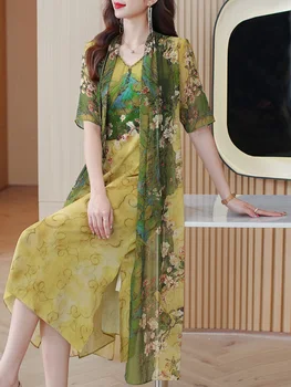 Ziedu Vasaras Elegants Midi Gadījuma Kleita Sievietēm Boho Zīda Korejas Modes Līgavas Kleitas 2022 Mini Pludmales Vestidos De Fiesta