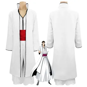Balinātājs Anime Tūkstoši Gadu Asins Kara Aizen Sosuke Cosplay Kostīms, Balts kimono 5. Kapteinis Arrancar Vienotu Halloween Drēbes