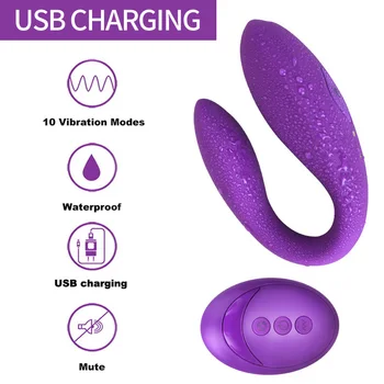 Bezvadu Vibrators Pieaugušo Rotaļlietas Pāriem USB Lādējamu Dildo G Spot U Silikona Stimulators Dubultā Vibratori Seksa Rotaļlietu Sieviete