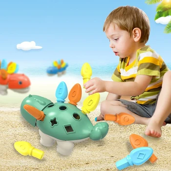 Dinozauru Montessori Rotaļlietas 1 2 3 Gadu Vecs Smalko motoriku, Rotaļlietas, Mācību Krāsa un Numuru Atzīšanu Maņu Rotaļlietas, Bērnu Spēles
