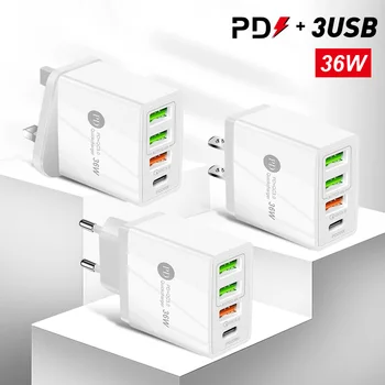 PD36W+QC3.0 2.4 Dual USB Ātrās Uzlādes Mobilā Tālruņa Lādētājs, Multi-port USB ar PD Uzlādes Galvas Ceļojumu Lādētājs
