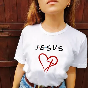 Jēzus Draugiem, Sieviešu T Krekls Mīlestību Sirdī Jēzus Krusta Sieviešu T-krekls Reliģisko Apģērbu Festivāls Tshirt Kristiešu Topi Dropshipping