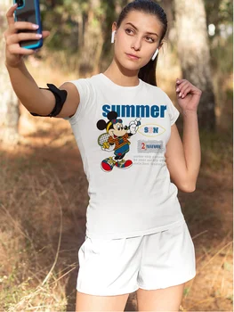 Disney Mickey Mouse Vasaras Tenisa Sieviešu T-Krekli, Saskaņojot Athleisure Modes 2022 Jaunu Pilsētas Īsām Piedurknēm Firmas Tshirts Tendence