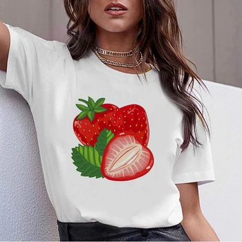 Smieklīgi Zemeņu Iespiests T Sievietēm Ir 2021. Grafiskais T-Krekls Vasaras Īsām Piedurknēm Lielgabarīta T Krekls Sieviešu Apģērbu Streetwear