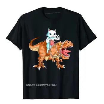 T Krekls Kaķis Izjādes T Rex Grafiskiem Ģimenes Premium Kokvilnas Vīriešu T Krekls Foršo Japāņu Anime Camisas Hombre