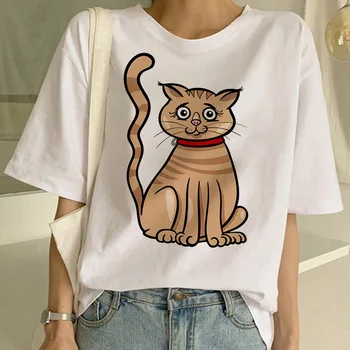 Melni Kaķi Drukas T Krekls Sievietēm Harajuku Ullzang T-krekls, Grafikas 90s Tshirt Modes Topi, t-veida, Sieviešu Camiseta Mujer