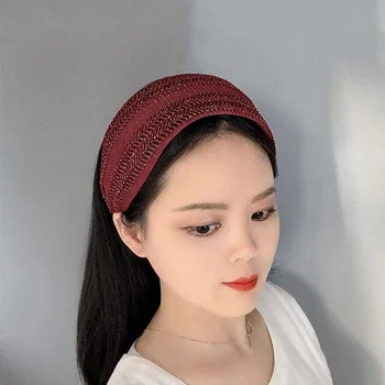 Vintage Spīdīgu Dobi Meitenēm Cepures Platās Malas Sieviešu Matu Stīpu Ap Galvu Stiprināmas Korejas Vadītājs Wrap Mežģīnes Hairbands