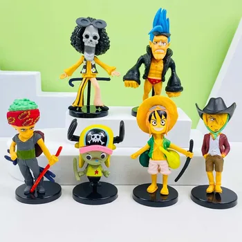 6Pcs/set Viens Gabals Anime Attēls Luffy Roronoa Zoro Statuja Kawaii Rotaļlietas PVC Rīcības Attēls Kolekciju Modelis Anime Rotaļlietas, Dāvanu
