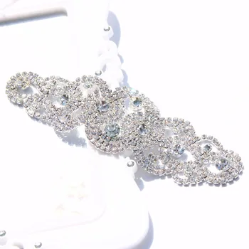 Rhinestone aplikācijas 140*41mm Bezmaksas piegāde RM-1006 flatback Līgavas kristāla kāzu kleita kleitas plāksteris vērtnes apdare