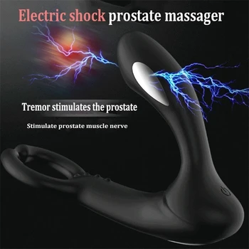 Bezvadu Tālvadības Pults, Elektriskās Strāvas Triecienu Anālais Plug Vibrators Vīriešu Prostatas Massager Vibrējošais Butt Plug Pieaugušo Seksa Rotaļlietas Vīriešiem Geju