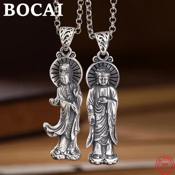 BOCAI 100% S999 Sudraba Kuloni Vīrieša un Sievietes Tīra Argentum Avalokitesvara Tathagata Budistu Patrons Amulets