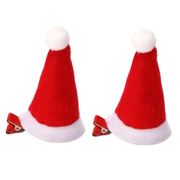 Ziemassvētku Cepure Matu Klipu Plīša Santa Hat Matadatu Headpiece Matu Aksesuāri
