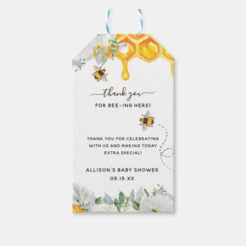Pasūtījuma Ziedu Medu Bumble Bee Paldies Tagus Puses Dāvanu Bērnu Dušas, Dzimšanas dienas Tagus ar Krāsainām Virvēm