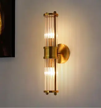 Mūsdienu luksusa kristāla sienas lampas Amerikāņu dzīves telpu dekorēšana sienas lampas, LED lampas, bronzas