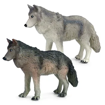 Bērniem cietā simulācijas savvaļas vilku statisko modeli lielu cyan viņa-vilks, rotaļlietu attēls modelis, ornaments