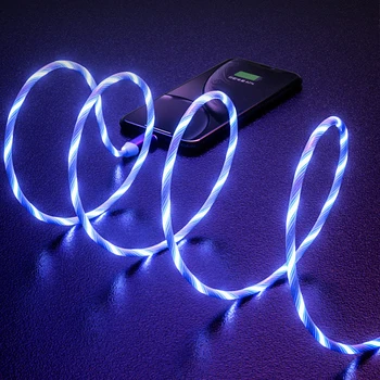 3 in1 Ātrā Uzlāde LED Krāsains Flash Apgaismojums Datu Kabelis Micro USB C Tipa Lādētājs IPhone vai Android Mobilā Tālruņa, Automašīnas Dāvanu