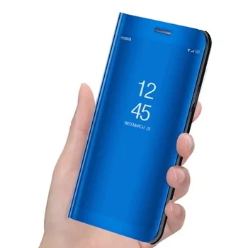 Case For Samsung Galaxy J7 2015. Gadam J700 J7008 Segtu Smart Flip Logu skats Galvanizācijas Spoguļa Stāvēt Turētājs Cietā Lietā kimTHmall