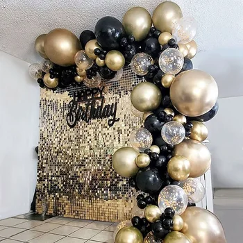 121Pcs Zelta Black Baloni Arkas Vainags Komplekts Zelta Vizuļi Baloni Kāzu Izlaidumā, Dzimšanas dienā, Ziemassvētku Dekori