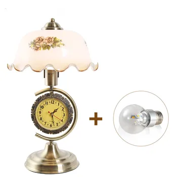 Eiropas Vintage stila Pulkstenis ar regulējamu gaismas dekoratīvā galda lampa LED Spuldzes E27, Lai Dzīves Telpā, Mājas Dekoru, galda lampa