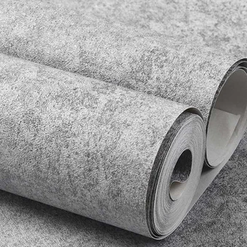 Mūsdienu Cementa Pelēks Balts Diatomeju Dubļu Konsistence vienkrāsainu Fonu Roll Vinila PVC Ūdensnecaurlaidīga Tīru Krāsu Dzīvojamās Istabas tapešu 3D
