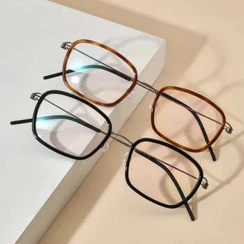 ELECCION Titāna Acetāts Brilles Rāmis Vīriešu Laukumā Tuvredzība Optisko Recepšu Brilles Ir 2021. Jaunu korejiešu Bezskrūvju Brilles