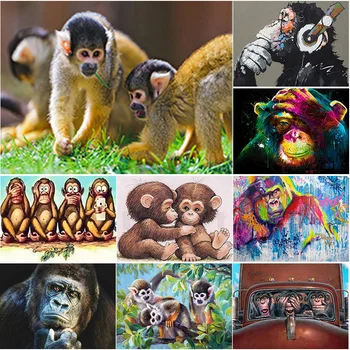 Jauns 5D DIY Dimanta Krāsošana Dzīvnieku Cross Stitch Orangutan Dimanta Izšuvumi Pilnu Kvadrātveida Kārtas Urbt Amatu Mājas Dekoru Mākslas Dāvana