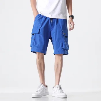 Jauna Vasaras Šorti Vīriešiem korejas Klein Zilais Plānas Multi-kabatas Gadījuma Bikses Lielgabarīta Vīriešu Apģērbu Zaudēt Īsās Bikses K249