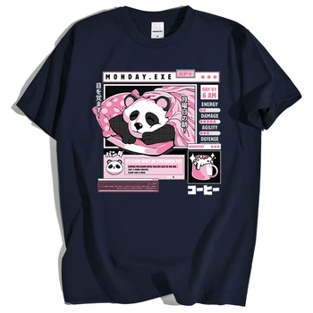 Pirmdiena Miegains Panda Karikatūra Vīriešu T-Krekls Harajuku Gadījuma T-Krekli Vasarā Jaunu 2022 Zīmola Tee Kreklu Hip Hop Modes Vīriešu T Krekls