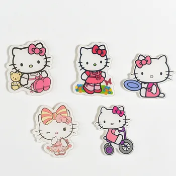 Kawaii 2Inch Sanrioed Hello Kitty Multfilmas Akrila Broša Anime Gudrs Lelles Radošo Žetons Piederumi Izsmalcinātu Svētku Dāvanu