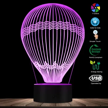 Karstā Gaisa Balons 3D Efekts Mirdzošu LED Lampu Optiskā Ilūzija Galda Lampa Visā Pasaulē Dekoratīvais Apgaismojums Bērnu Istabā Nakts Gaisma