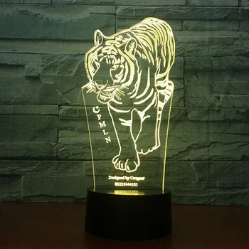 Lumiwell Tiger 3D LED Nakts Apgaismojums, Tīģeris ar 7 Krāsas Mājas Apdare Lampas Pārsteidzošs, Galda lampa, RGB Krāsu maiņa