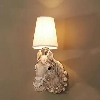Retro Sveķu Zirgu Galva Sienas Lampa Eiropas Stila Radošo Bārs, Restorāns Apdare Viesnīcas Istabā Gultas Sienas Lampas