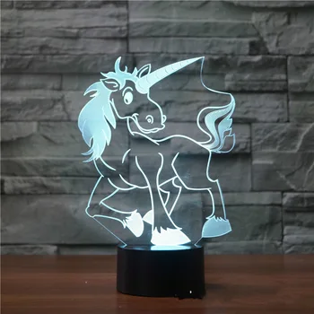 Jauki Unicor3 D Nakts Gaisma Remote Touch Swithc LED Zirgu Lampu 7 Krāsas, USB 3D Ilūziju Dzīvnieku Lampas Bērnu Galda Guļ Gaismas