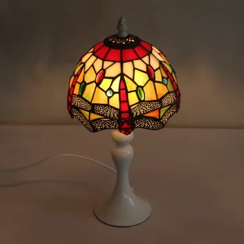Tiffany Galda Lampa E27 Baroka Guļamistabas Gultas Lampa Radošo Modes Retro Galda Lampa