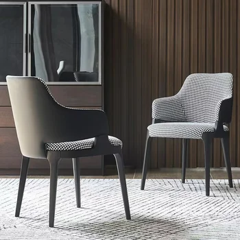 Ādas Atzveltnes Ēdamistabas Krēsli Koka Nordic Black Modernās Ēdamistabas Krēsli Atpūtas Telpa, Guļamistaba Chaises Salle Silītē Pusdienu Galda Mēbeles