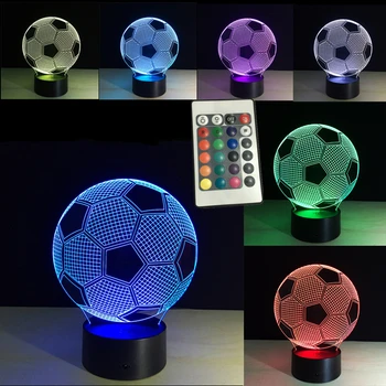 3d Apgaismes Armatūru Futbola LED Galda Nakts Lampas Tālvadības RGB 7 Krāsas, Mainot Iekštelpu Nakts Gaismas Ilūziju Lampas