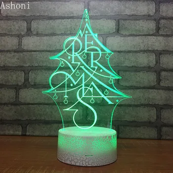 Ziemassvētku Eglīte 3D LED Galda Lampas Bērnu Touch Krāsains 7 Krāsu Izmaiņas Akrila Nakts Gaisma Mājās Guļamistaba Dekori Bērniem Ziemassvētku Dāvanas