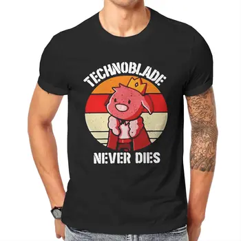 Smieklīgi Technoblade Nekad Nemirst T-Krekli Vīriešiem O Kakla Kokvilnas T Krekls Cūku Gudrs Nulle Nāves gadījumu ar Īsām Piedurknēm Tee Kreklu 4XL 5XL Topi