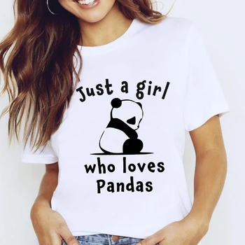 Sieviešu Jauki Gadījuma Panda Meitene Patīk Gadījuma Tendence Īsām Piedurknēm Dāma Modes Topi Vasaras Lakrosa Harajuku O-Veida Kakla Salds Tshirt