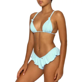Bikini 2022 Peldkostīmu Tīrtoņa Krāsas Bikini Komplekts Dot Drukas Trangel Kausa Peldkostīmi Sexy Biquini Peldkostīms Sievietēm String Bikini Beach