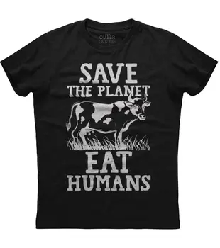 Glābt Planētu Ēst Cilvēkiem Mens Short Sleeve O-Veida Kakla Kokvilnas T Krekls Vīriešiem Gadījuma Īsām Piedurknēm T-Veida Topi, Augstas Kvalitātes