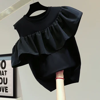 Modes bez Piedurknēm T-krekls 2022 Vasaras Zaudēt Drāzties Izšūšanas tīrtoņa Krāsu Gadījuma Top Sieviete Baltā, Rozā Tshirt Sieviete Tees Femme