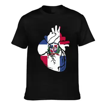 Dominikānas Anatomijas Sirds Formas Valsts Karoga Īsām Piedurknēm 100% Kokvilnas T krekli Vīriešiem Sievietēm Unisex Apģērbs, T-Krekls, t-veida Topi