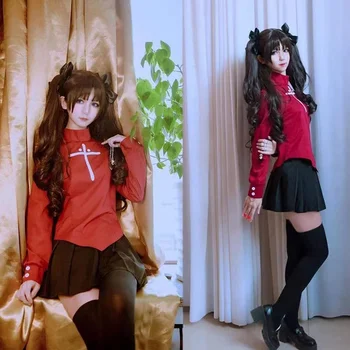 Tohsaka Rin Cosplay Kostīmi Anime Attēls Halloween Tērpi Sievietēm Vestido JK Kleitu, Uzvalku Parūka Lomu Spēlē Vienādu Apģērbu