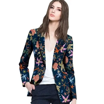 2022. gada Pavasarī Jaunu Sieviešu Eiropas Amerikāņu Modes Drukāt Mazo Uzvalks Jaka Sieviešu Dizaina Sajūta, Nišu Visu Maču Uzvalks Slim Žakete