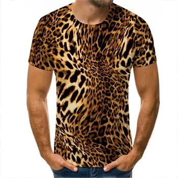 Ielu Modes Leopards Drukāt, sieviešu T-Krekli, Liela Izmēra 6XL Vasaras Īsām Piedurknēm O-veida Kakla Ikdienas Topi Vīriešu Harajuku Lielgabarīta T-Krekli