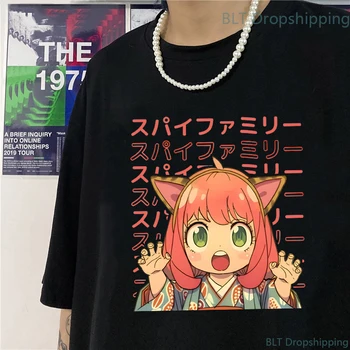 Aņa Spiegu x Ģimenes Tshirts Sieviešu Plus Lieluma Vasaras T-krekls Japāņu Stila Girls Karikatūra Tee-krekls 100% Kokvilnas, ar Īsām Piedurknēm Apģērbs